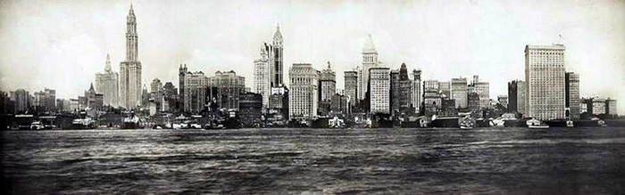 1910 год. Вид на нижний манхеттен из Джерси-Сити. Мой дом - крайний справа.